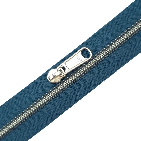 Endlos-Reißverschluss Ocean Blue mit silberner Spirale zum Taschen nähen bei Spreefee entdecken