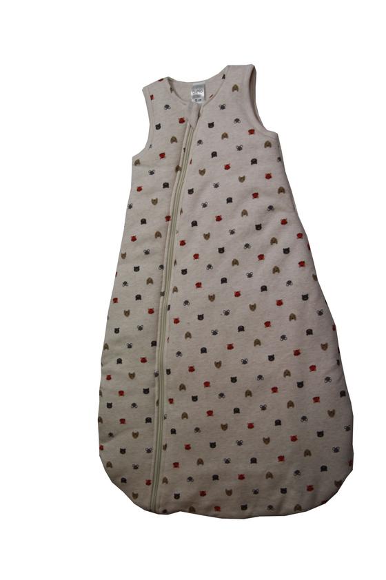 Schlafsack "Tierköpfe", wattiert, Biobaumwolle, beige 