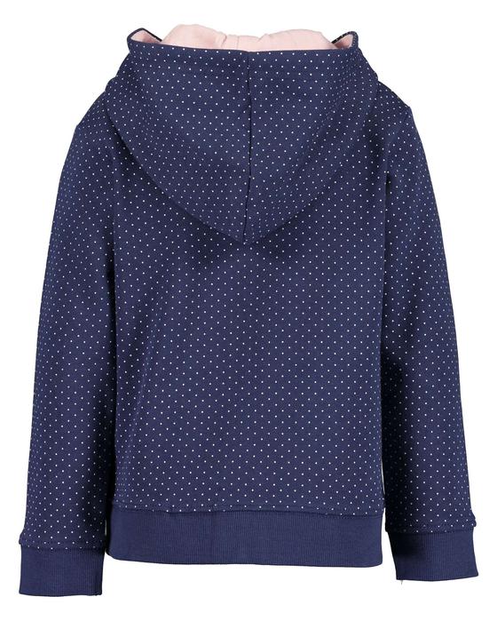 Sweatjacke "Pünktchen" mit Kapuze, Baumwolle, dunkelblau