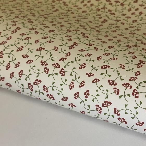 Letterpress (Italienisches Buntpapier), kleinen Blüten (bordeaux/grün)