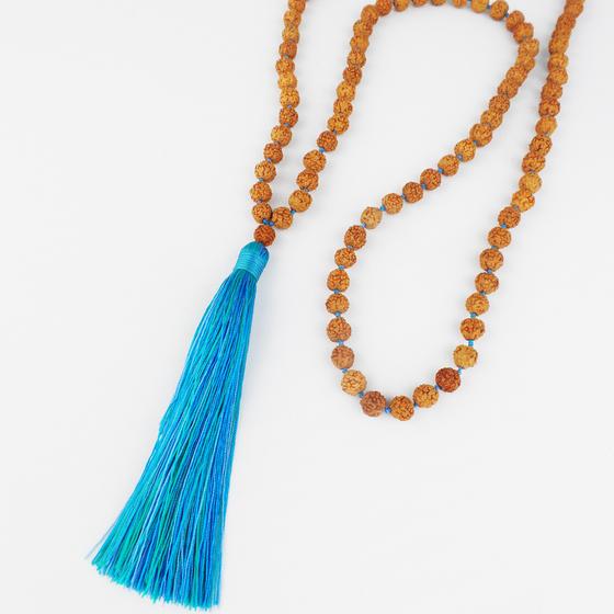 goldmarie Kette BALI BABE mit Fransenbommel braun-hellblau 