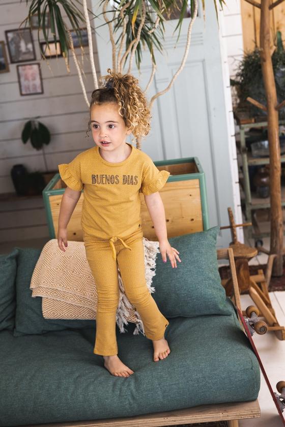 Schlaghose aus Jersey, Baumwolle, gelb