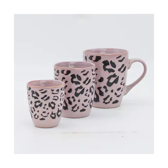 MEA-Living Stoneware Espressoecher aus Keramik  Leo-Muster - rosa - 150ml - 2er Set
