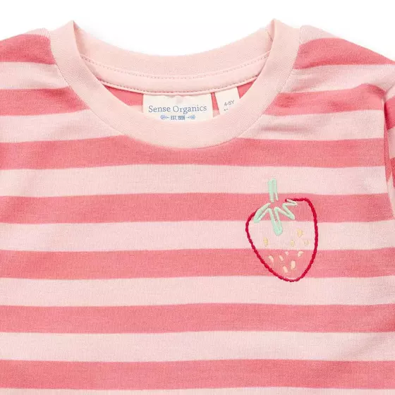 Sense Organics Pyjama Long John Peach Pink Stripes