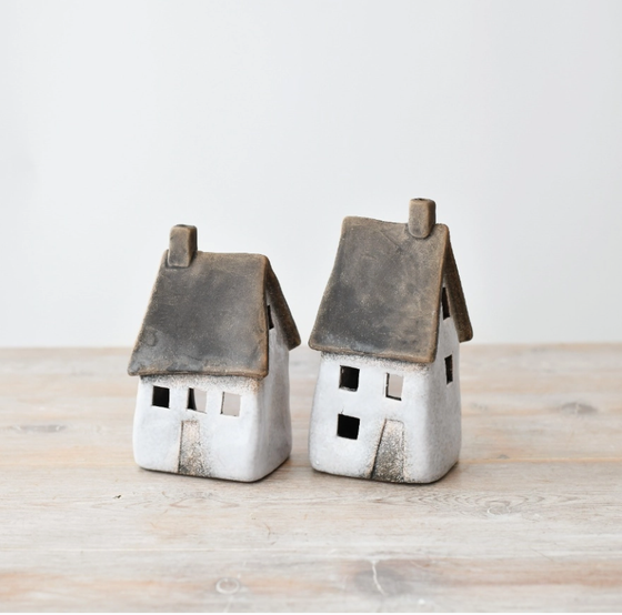 Windlicht | Geflecktes Weißes Windlicht-Haus - 17,3 cm