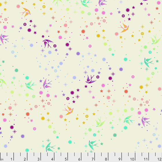 Fairy Dust „Cotton Candy“ Stoff – Premium Patchwork-Baumwolle | Spreefee Vögel Sterne pastell