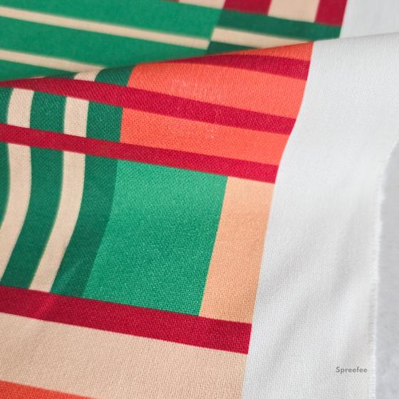 Halbpanama Graphic Block Line grün rot apricot kombi