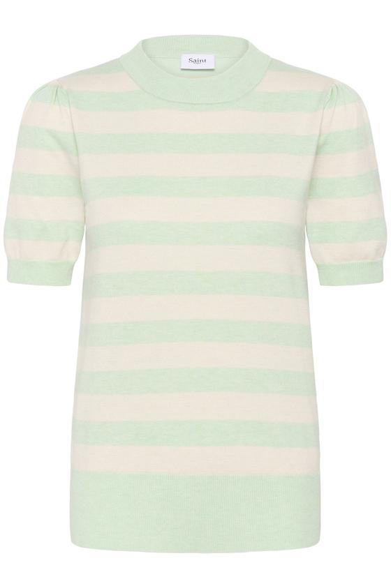 SAINT TROPEZ MilaSZ SS Striped Pullover 30513931 - beige-mint