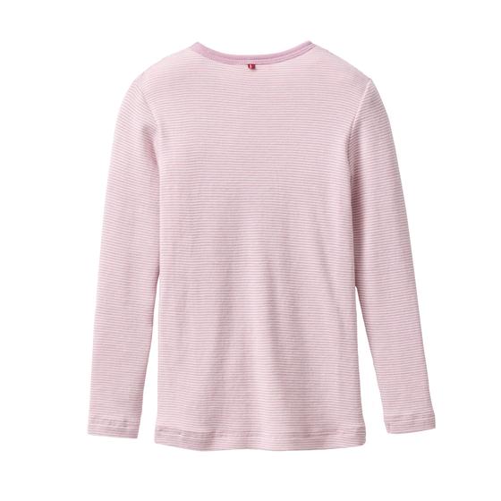 People wear Organic Wolle Seide Langarmshirt Flieder Geringelt