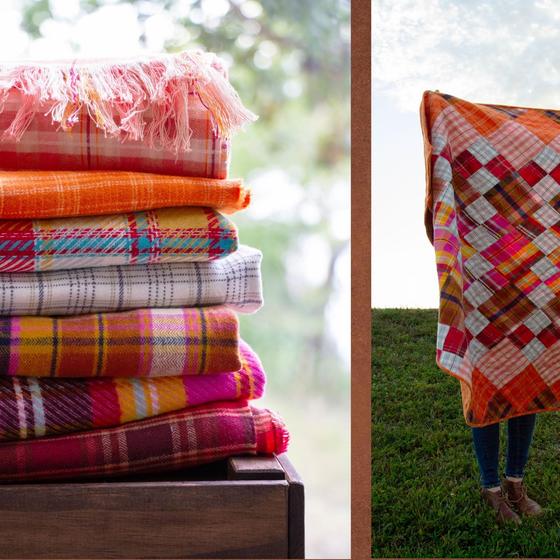 Meadow Plaid Flowerbed Highland Flannel Twill von Art Gallery Fabrics – karierter, weicher Stoff für Taschen und Nähprojekte