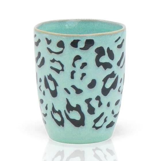 MEA-Living Stoneware Becher aus Keramik  Leo-Muster - türkis - 280ml - 2er Set