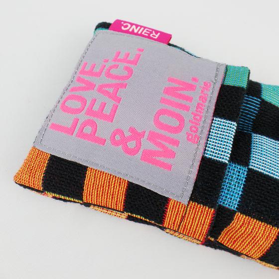reinc. Yoga Augenkissen LOVE PEACE MOIN by goldmarie - bunt-schwarz kariert - 19x8cm