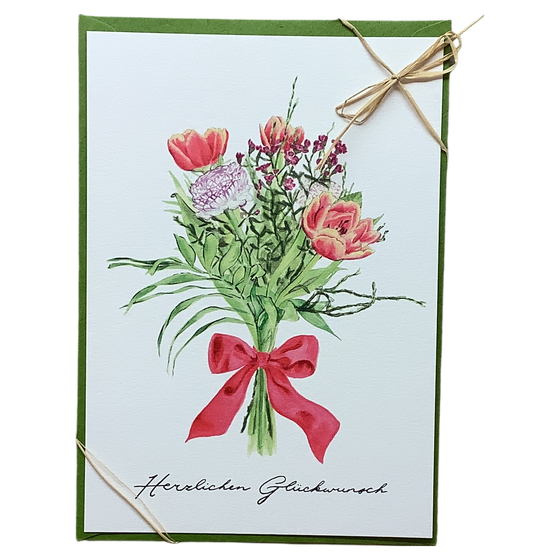 Postkarte mit Briefumschlag, "Blumenstrauß“