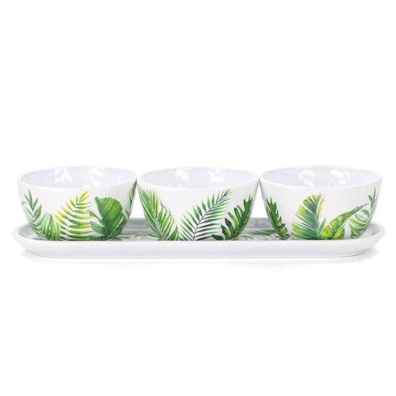 Schale | Baguetteplatte & 3 Dipschalen Michel Design Works - Flamingo Palm 