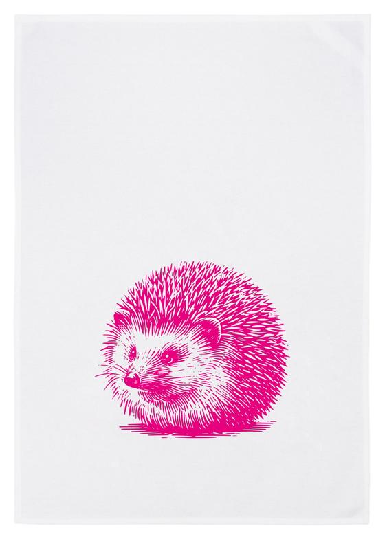 17;30 made in Hamburg Geschirrtuch IGEL - weiß-neon pink