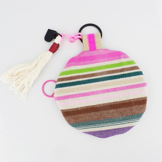 goldmarie Canvas Mini Bag ROUND bunt-beige Streifen 12cm