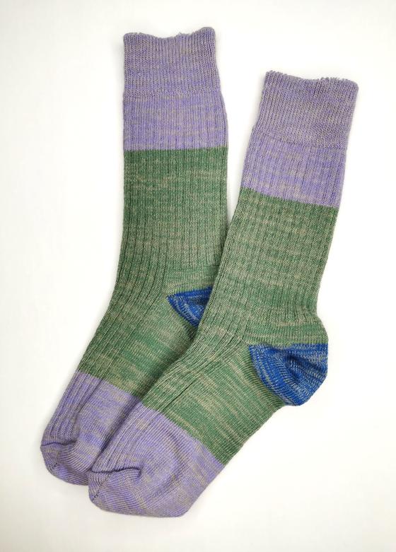 Fräulein Prusselise Bio Socken Wolle Wolfgang Grün Flieder Blau