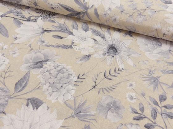 Dekostoff Blumen grau