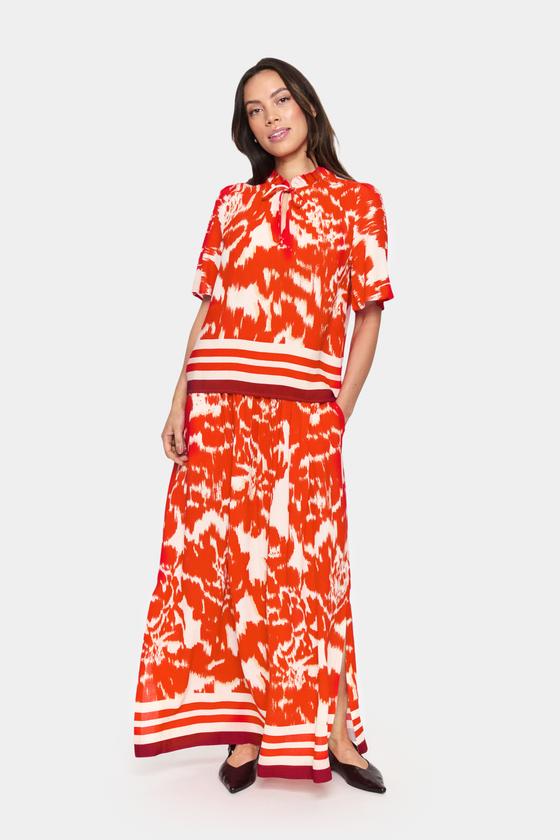 SAINT TROPEZ Blusen Blusen Shirt KhloeSZ 30514031 - gemustert - orange-rot-rose 