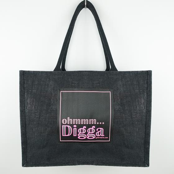 goldmarie Shopper Jute Tasche OHMMM DIGA Neonschrift Look - schwarz