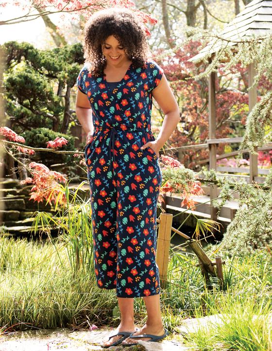 Still-Overall, Jumpsuit mit Blumenmuster, Biobaumwolle