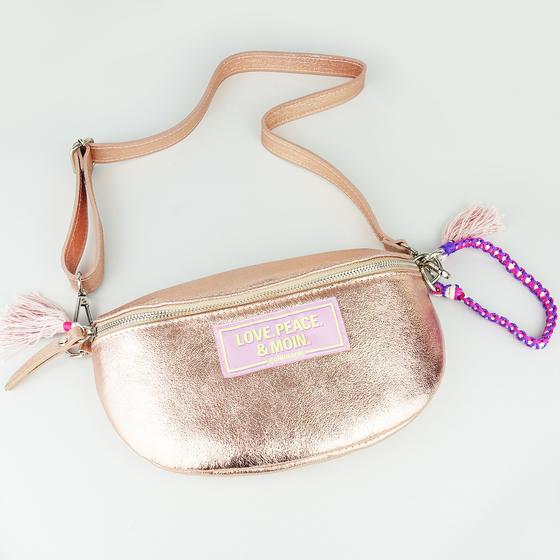 goldmarie Gürteltasche HIPBAG LOVE PEACE MOIN lilac Neon Label - Leder - rose gold - 30x15cm