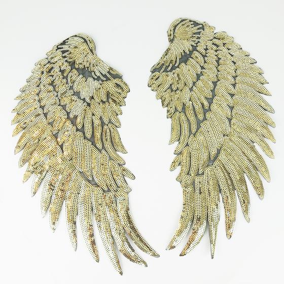 goldmarie Pailletten Patches FLÜGEL PAAR - gold - 15x33cm