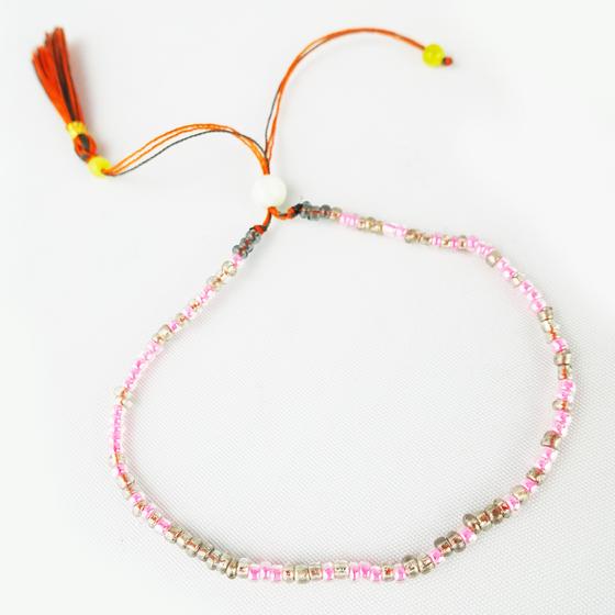 goldmarie Freundschaftsarmband LILLY - mit Perlen - rose-grau-orange 