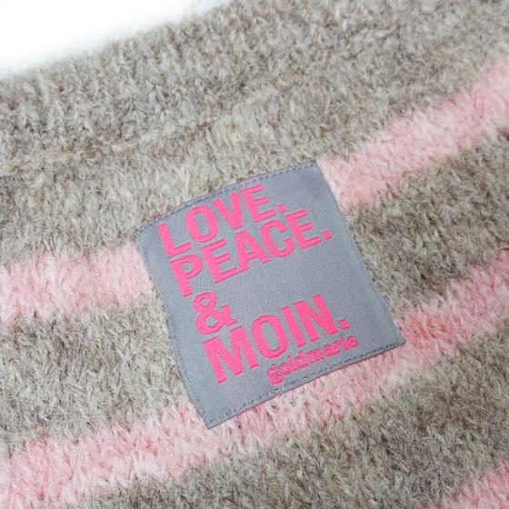 goldmarie Strick Weste LOVE PEACE MOIN pink Label - Streifenmuster - rosa-beige