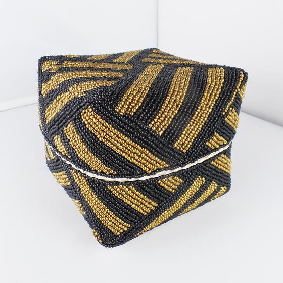 goldmarie Perlen Box BALI natur-gold-schwarz 12x17cm