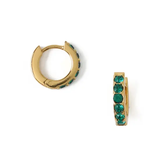 Orelia Ohrringe EMERALD HUGGIE HOOP ORE26298 - messing vergoldet - Swarovski® Kristallen     