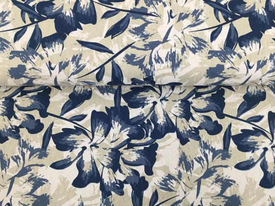 Dekostoff Blumen blau