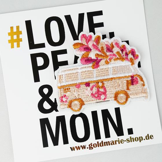 goldmarie Patches Aufnäher HIPPY BUS - braun-rosa
