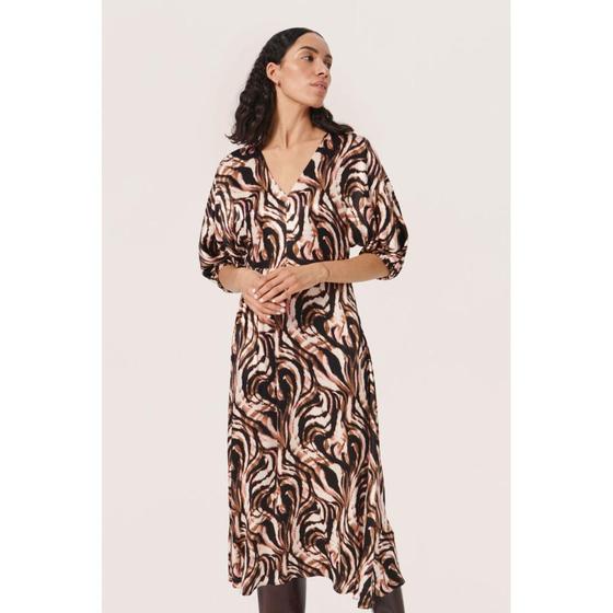 SOAKED IN LUXURY Kleid SLLeighton Evita 30407028 - kaffee-schwarz-rose 