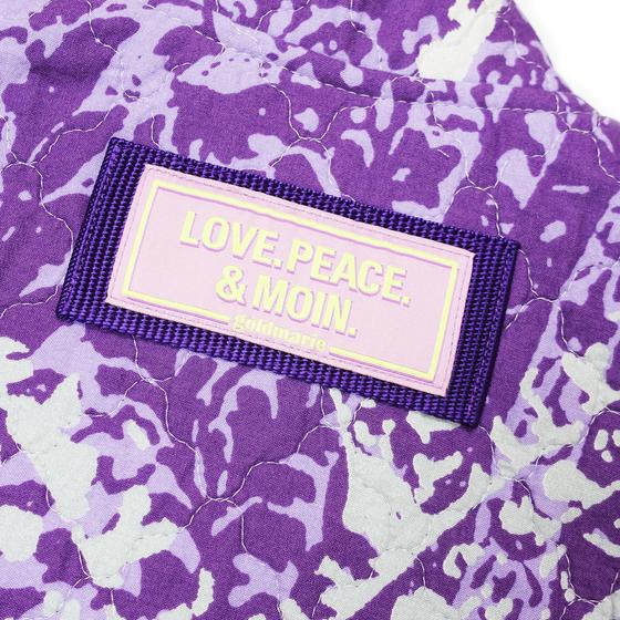 goldmarie Lilac Stepp Weste LOVE PEACE MOIN - Nr. 3 - Vintage-Stoff Recycelt - upcycling Einzelstück - lavendel-goldgelb