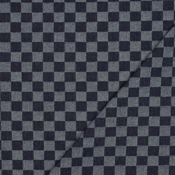 Denim Jacquard Checks – fester Taschenstoff mit Karomuster