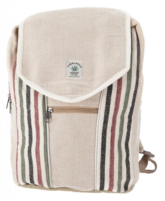 Ethno Hanf Rucksack gestreift - natur/multi