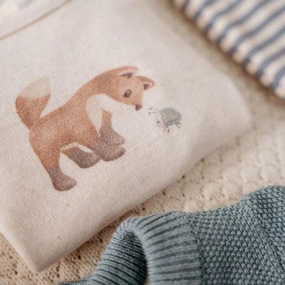 Little Dutch Langarmshirt Forest Friends Fuchs Sand