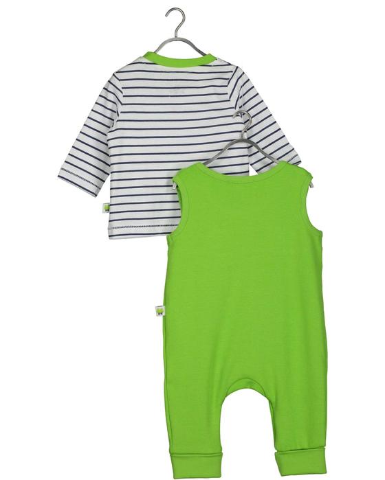 Strampler-Set "Frosch", 2-teilig, grün, Biobaumwolle 