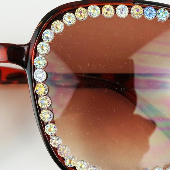 goldmarie Sonnenbrille QUEEN - mit Strass - für Erwachsene - braun 