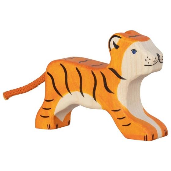 Holztiger Holztier Tiger klein laufend
