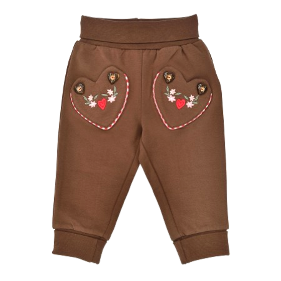 Trachten-Laufhose, Umschlagbündchen, Baumwolle braun