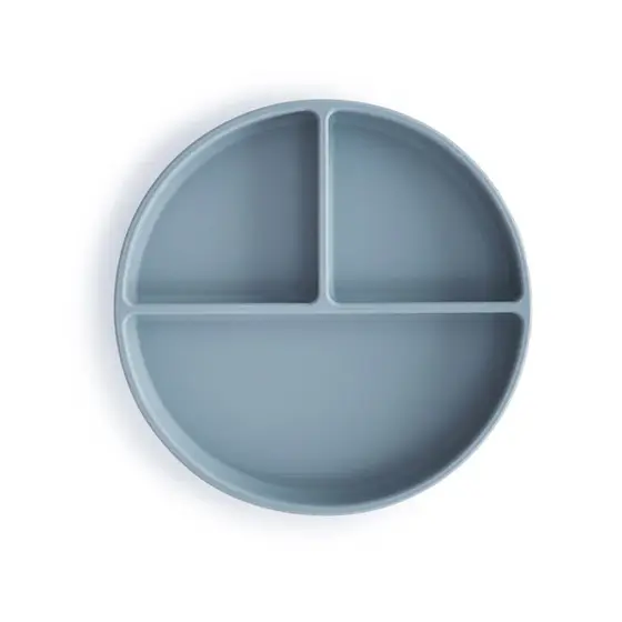 Mushie Silicon Plate Menüteller mit Saugnapf Powder Blue