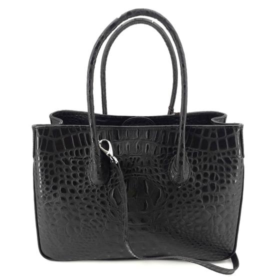 Maxima Tasche mittel, schwarz / Krokodil-Optik