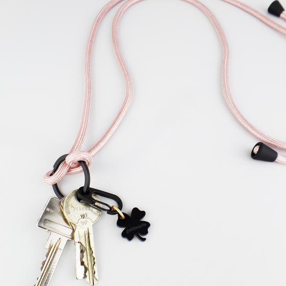 goldmarie Schlüsselkette NYLON KLEEBLATT DEERN rose-schwarz