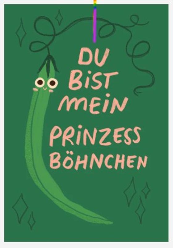 Postkarte Prenzessböhnchen Slinga Illustration
