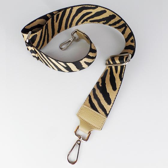 goldmarie Taschenriemen ZEBRA Muster beige-schwarz