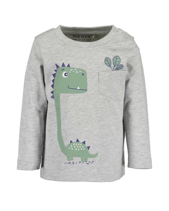 Langarmshirt "Dinosaurier", hellgrau-melange