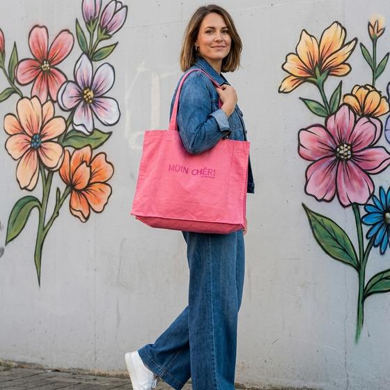 goldmarie Canvas Tasche MOIN CHÉRI - pastell pink - 35x48cm