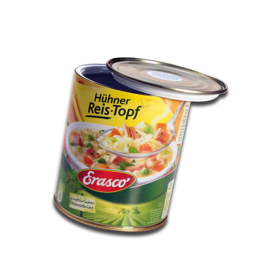 Versteckdose, Hühner Reis Topf, geöffnet